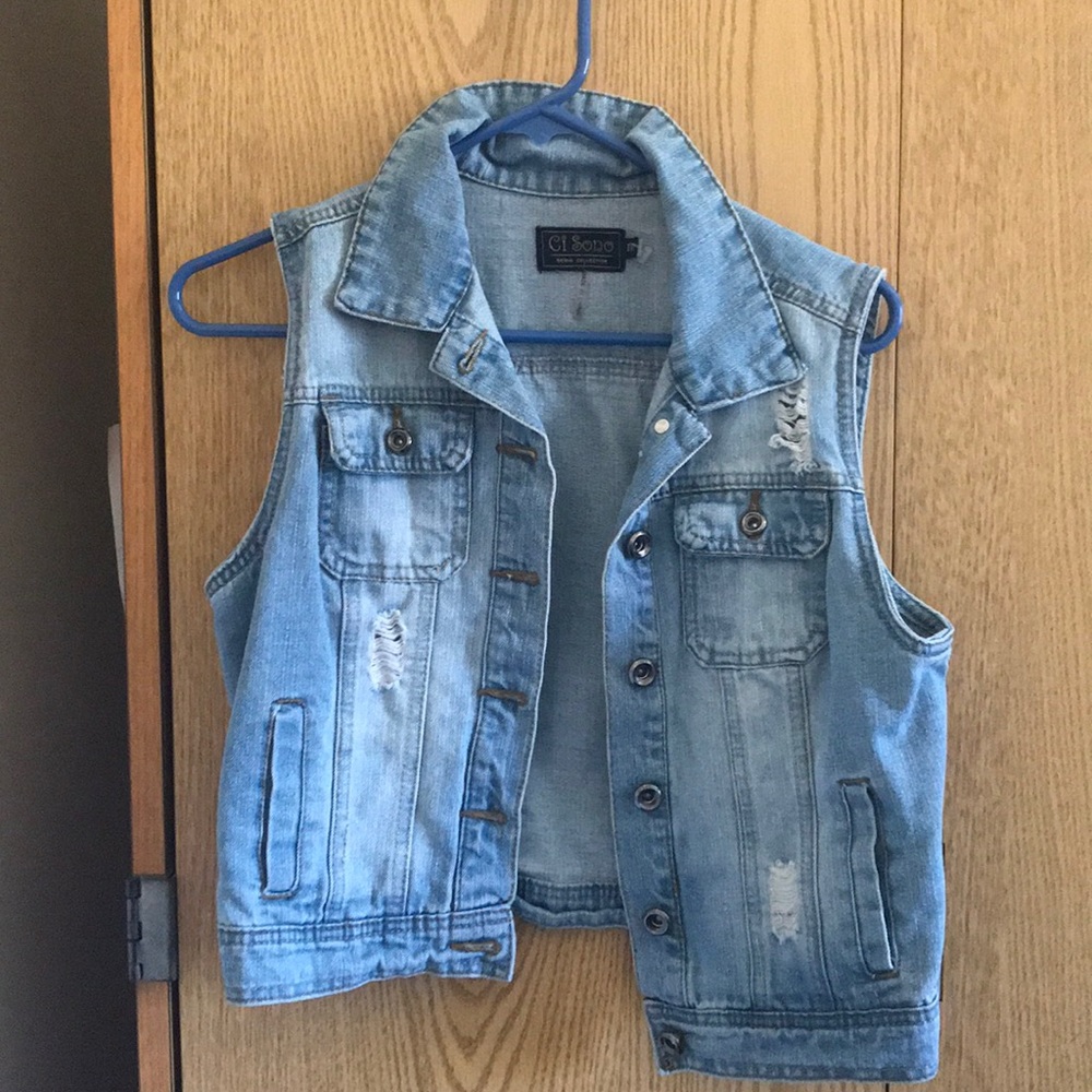 Distressed Denim Vest